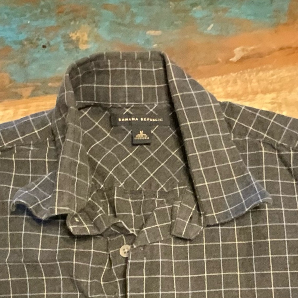 Banana Republic Men's Gray Plaid Shirt